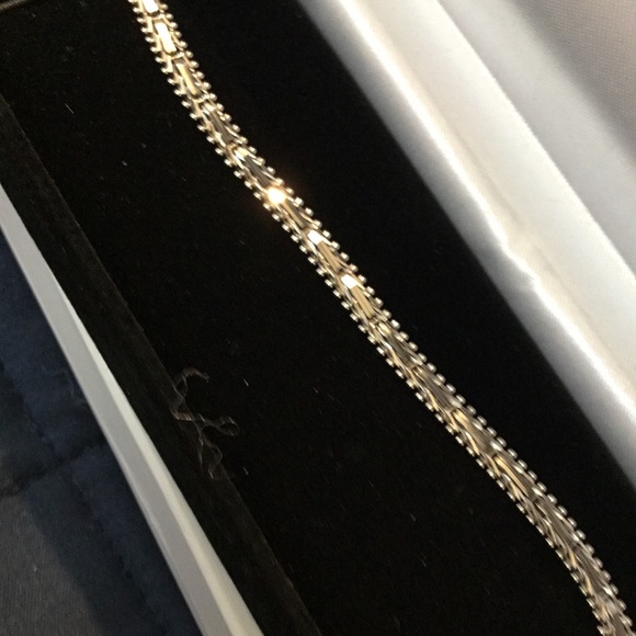 NWOT 14K White Imperial Gold Designer Bracelet, 7 1/4” - Picture 2 of 10